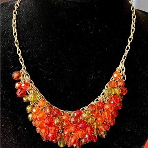 Elegant Gold and Orange Beaded Necklace